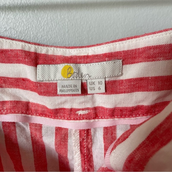 Boden 100% Linen striped Pink and White Women's Shorts Size 6 - Picture 6 of 7